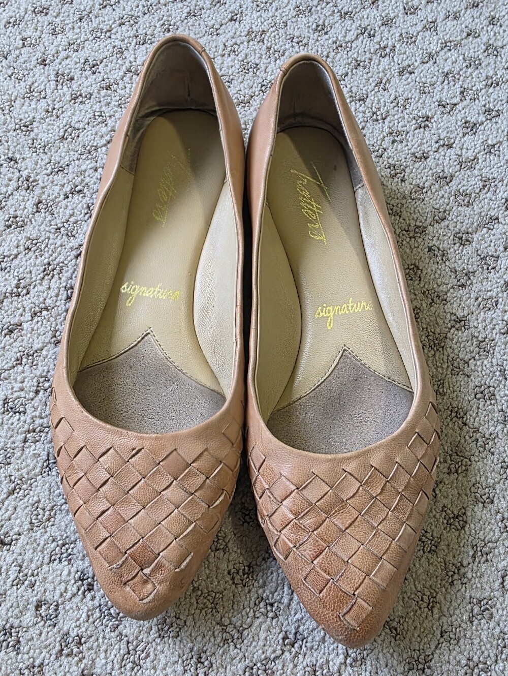 Trotters Estee Woven Pointed Toe Flats — Tan